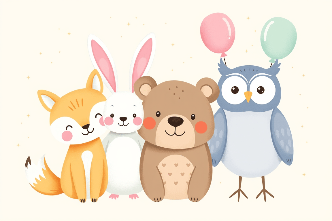 Friendly animal mascots for Little Lights Play Café